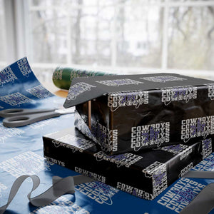 DFC Game Day Wrapping Paper Roll Blue Star Football Lover Faux Glitter TS11 Black Print Your Wear