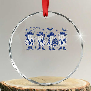 Dallas Ghost Halloween Crystal Glass Ornament Retro Halloween Costume Cowboy Fan TS10 Transparent Glass 3'' Circle Print Your Wear