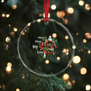 Dance Like Frosty Shine Like Rudolph Give Like Santa Love Like Jesus Crystal Glass Ornament TS09 Print Your Wear