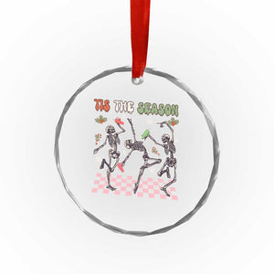 Dancing Skeleton Christmas Crystal Glass Ornament Tis The Season Retro Boujee Xmas Vibe TS02 Print Your Wear