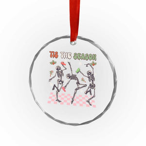Dancing Skeleton Christmas Crystal Glass Ornament Tis The Season Retro Boujee Xmas Vibe TS02 Print Your Wear