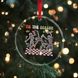 Dancing Skeleton Christmas Crystal Glass Ornament Tis The Season Retro Boujee Xmas Vibe TS02 Print Your Wear