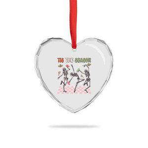 Dancing Skeleton Christmas Heart Crystal Glass Ornament Tis The Season Retro Boujee Xmas Vibe TS02 Print Your Wear