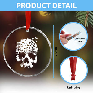 Dark Gothic Graphic Skull Floral Butterfly Crystal Glass Ornament TS12 Print Your Wear