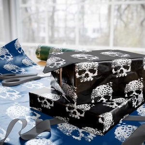 Dark Gothic Graphic Skull Floral Butterfly Wrapping Paper Roll TS12 Black Print Your Wear