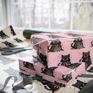 Dark Lord Cat Dartist Gift Wrapping Paper Roll Funny Sci Fi Dart Thrower Gift TS12 Light Pink Print Your Wear