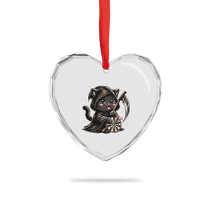 Dark Reaper Cat Throwing Darts Heart Crystal Glass Ornament Funny Pub Game Gift - Print Your Wear