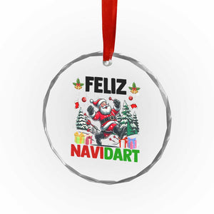 Dartist Feliz Navidart Crystal Glass Ornament Funny Santa Running From Darts Christmas Gift TS12 Print Your Wear