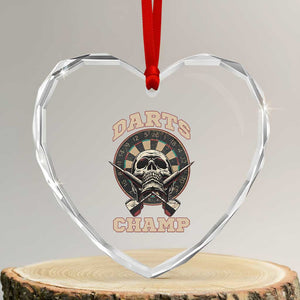 Darts Player Champion Heart Crystal Glass Ornament Skull Dartboard Retro Style TS12 Transparent Glass 3'' Heart Print Your Wear
