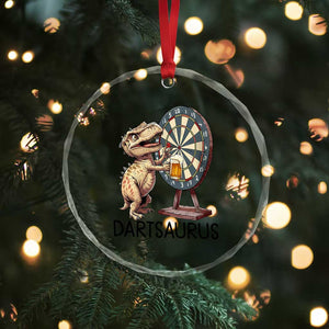 Dartsaurus Crystal Glass Ornament Funny Dinosaur Dart Player Gift TS12 Print Your Wear