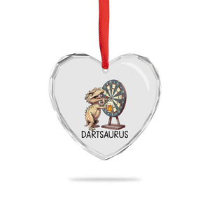 Dartsaurus Heart Crystal Glass Ornament Funny Dinosaur Dart Player Gift TS12 Print Your Wear