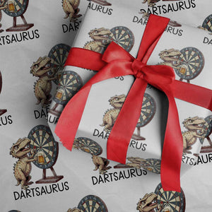 Dartsaurus Wrapping Paper Roll Funny Dinosaur Dart Player Gift TS12 White Print Your Wear