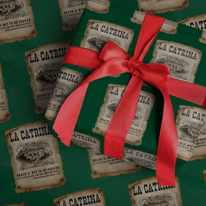 Day Of The Dead Wrapping Paper Roll La Calavera Garbancera TS14 Green Print Your Wear
