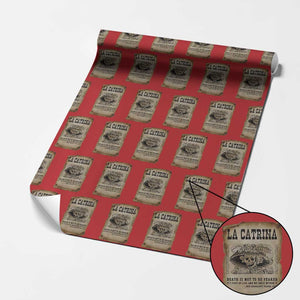 Day Of The Dead Wrapping Paper Roll La Calavera Garbancera TS14 Red Print Your Wear