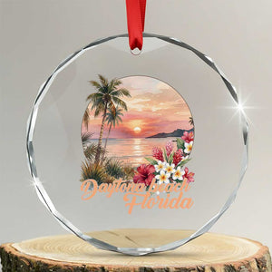 Daytona Beach Florida Crystal Glass Ornament Tropical Palm Tree Ocean Travel Gift