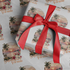 Daytona Beach Florida Wrapping Paper Roll Tropical Palm Tree Ocean Travel Gift