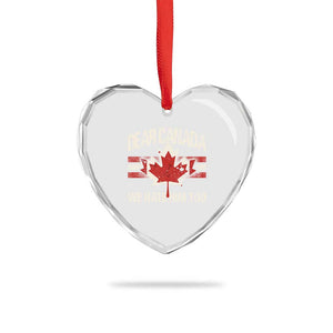 Dear Canada We Hate Him Too Heart Crystal Glass Ornament Vintage Maple Leaf - Print Your Wear