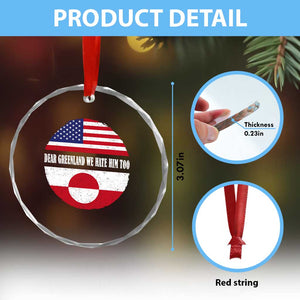 Dear Greenland We Hate Him Too Crystal Glass Ornament Political Protest Greenlander American Flag TS10 Print Your Wear