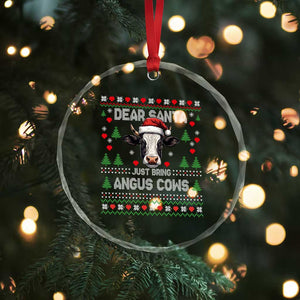 Dear Santa Angus Cow Christmas Crystal Glass Ornament Funny Farm Cow Lover Holiday Farm Ugly Sweater TS02 Print Your Wear