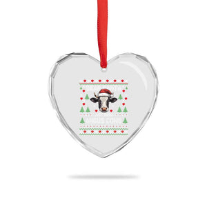Dear Santa Angus Cow Christmas Heart Crystal Glass Ornament Funny Farm Cow Lover Holiday Farm Ugly Sweater TS02 Print Your Wear
