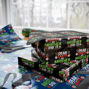 Dear Santa My Brother Did It Funny Christmas Wrapping Paper Roll Boys Girls Kids TS10 Black Print Your Wear