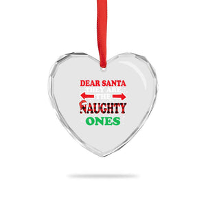 Dear Santa They Naughty Ones Heart Crystal Glass Ornament Christmas Red Plaid Pajamas PJ Xmas Gifts TS10 Print Your Wear