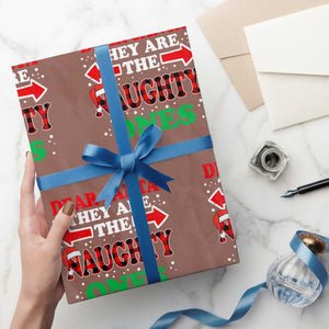 Dear Santa They Naughty Ones Wrapping Paper Roll Christmas Red Plaid Pajamas PJ Xmas Gifts TS10 Mocha Print Your Wear