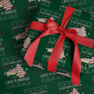 Debbies Christmas Tree Cake Wrapping Paper Roll Out Here Lookin Like A Snack TS10 Green Print Your Wear