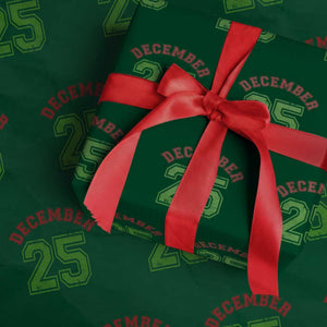 December 25 Christmas Sport Jersey Number Xmas Wrapping Paper Roll TS11 Green Print Your Wear