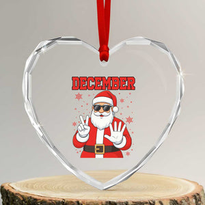 December 25 Heart Crystal Glass Ornament Funny Santa Says Christmas TS14 Transparent Glass 3'' Heart Print Your Wear