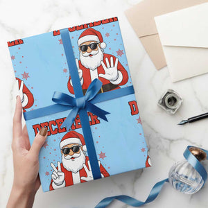 December 25 Wrapping Paper Roll Funny Santa Says Christmas TS14 Light Blue Print Your Wear