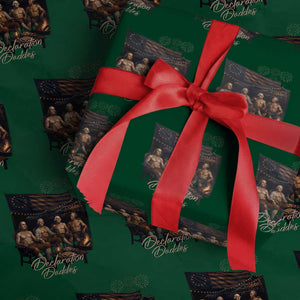 Declaration Daddies Campfire Gathering Graphic Wrapping Paper Roll Shirtless Founding Fathers Patriotic Summer 4th of July Celebration