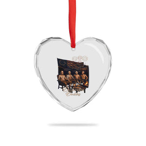 Declaration Daddies Campfire Gathering Graphic Heart Crystal Glass Ornament Shirtless Founding Fathers Patriotic Summer 4th of July Celebration