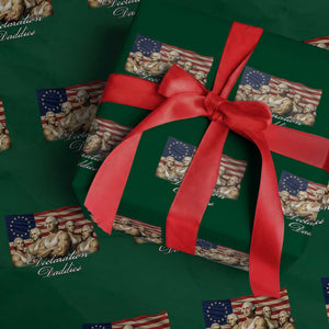 Declaration Daddies Funny 4th of July Founding Fathers Wrapping Paper Roll Vintage Betsy Ross Flag
