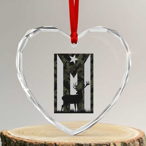 Deer Hunting Camo Puerto Rican Flag Heart Crystal Glass Ornament Boricua Hunters TS10 Transparent Glass 3'' Heart Print Your Wear