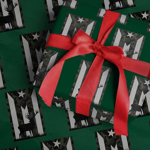Deer Hunting Camo Puerto Rican Flag Wrapping Paper Roll Boricua Hunters TS10 Green Print Your Wear