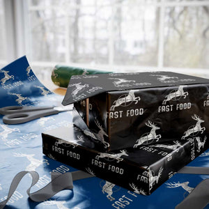 Deer Hunting Season Wrapping Paper Roll Funny Fast Food TS10 Black Print Your Wear