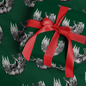 Deer Hunting Wrapping Paper Roll Deer Forest Nature Lover Stag Hunter TS02 Green Print Your Wear