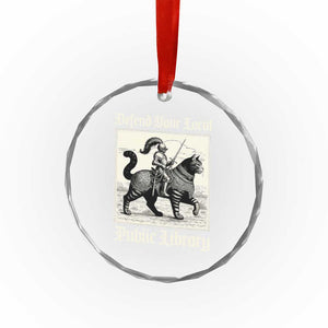 Defend Your Local Public Library Crystal Glass Ornament Knight Cat for Fantasy Book Lovers TS11 Print Your Wear