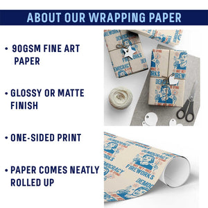 Democracy Is Dying But Hey Nice Fireworks Wrapping Paper Roll Funny Retro 4th of July Political Humor TS02 Print Your Wear