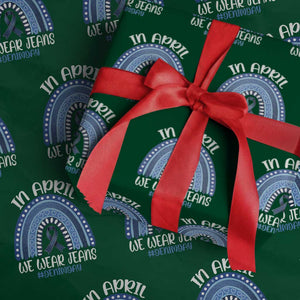 Denim Day Awareness Wrapping Paper Roll In April We Wear Jeans Rainbow TS11 Green Print Your Wear