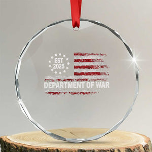 Department of War Est 2025 Crystal Glass Ornament Patriotic Military Vintage Grunge American Flag TS02 Transparent Glass 3'' Circle Print Your Wear