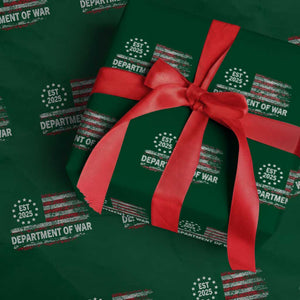 Department of War Est 2025 Wrapping Paper Roll Patriotic Military Vintage Grunge American Flag TS02 Green Print Your Wear