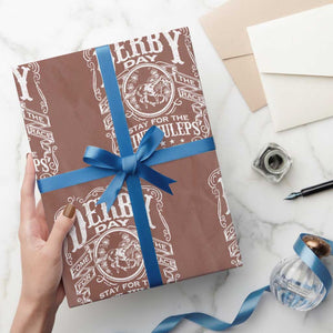 Derby Day Come For The Track Stay For The Mint Juleps Wrapping Paper Roll Horse Racing TS11 Mocha Print Your Wear