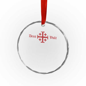 Deus Vult Catholic Knight Templar Crusader Cross Crystal Glass Ornament