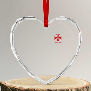 Deus Vult Catholic Knight Templar Crusader Cross Faith Heart Crystal Glass Ornament