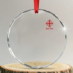 Deus Vult Catholic Knight Templar Jerusalem Cross Crystal Glass Ornament