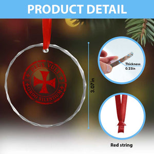 Deus Vult Ordo Silentium Knights Templar Est 1119 Crystal Glass Ornament Crusader Cross