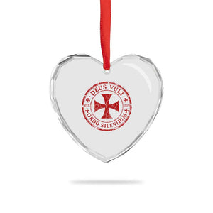 Deus Vult Ordo Silentium Knights Templar Est 1119 Heart Crystal Glass Ornament Crusader Cross