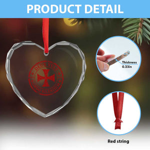 Deus Vult Ordo Silentium Knights Templar Est 1119 Heart Crystal Glass Ornament Crusader Cross